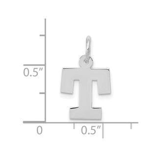 10k White Gold Small Block Initial T Charm