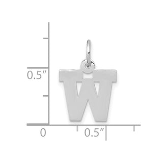 10k White Gold Small Block Initial W Charm
