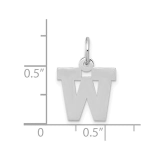 10k White Gold Small Block Initial W Charm