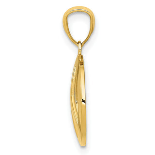 10K Yellow Gold Polished Peace Sign Circle Pendant