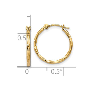 10k Yellow Gold 13mm Twist Hoop Earrings