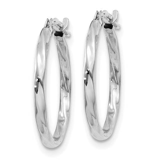 10k White Gold 13mm Twisted Hoop Earrings