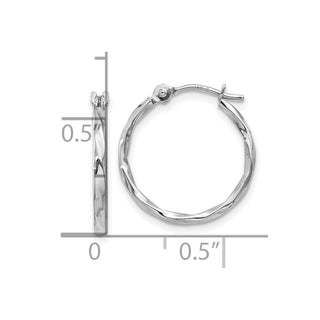 10k White Gold 13mm Twisted Hoop Earrings