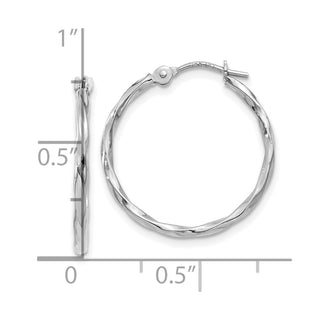 10k White Gold 18.9mm Polished Twisted Hoop Earrings