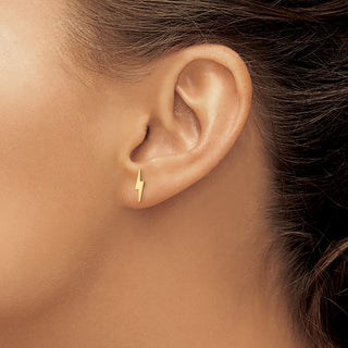 10k Yellow Gold 10.8mm Polished Lightning Bolt Stud Earrings