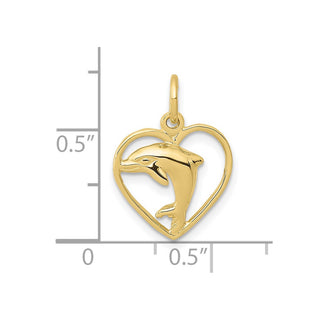 10K Yellow Gold Dolphin in Heart Charm