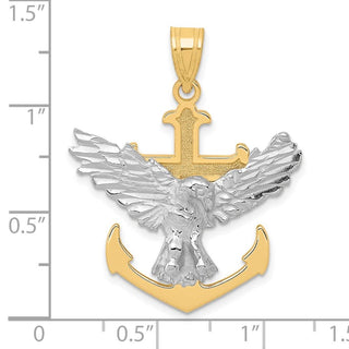 10k Two-tone Gold Mariners Cross w/Eagle Pendant
