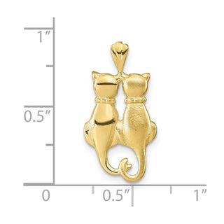 10K Yellow Gold Satin & Polished Cats Pendant