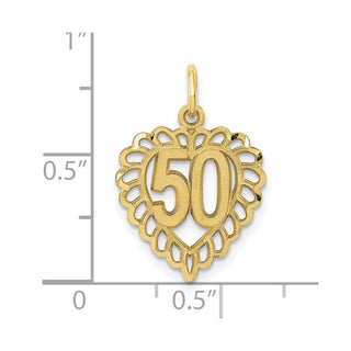 10K Yellow Gold 50 in Heart Charm