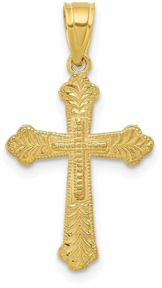 10k Yellow Gold Budded Cross Pendant 10C1121