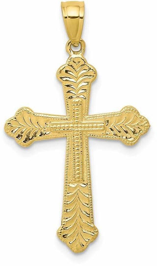 10k Yellow Gold Budded Cross Pendant 10C1131