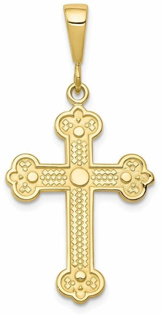 10k Yellow Gold Budded Cross Pendant 10C302