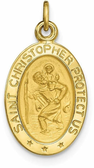 10k Yellow Gold Solid Satin Polished St. Christopher Pendant 10C85