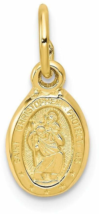 10k Yellow Gold Solid Satin Polished St. Christopher Pendant 10C89