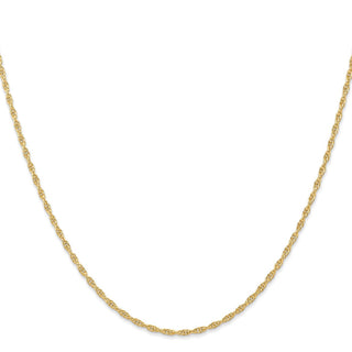 18" 14k Yellow Gold 1.55mm Carded Cable Rope Chain Necklace