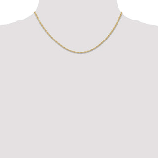 16" 14k Yellow Gold 1.55mm Carded Cable Rope Chain Necklace