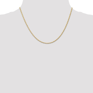 18" 14k Yellow Gold 1.55mm Carded Cable Rope Chain Necklace