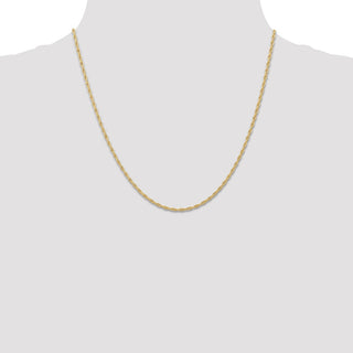 20" 14k Yellow Gold 1.55mm Carded Cable Rope Chain Necklace