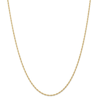 24" 14k Yellow Gold 1.55mm Carded Cable Rope Chain Necklace