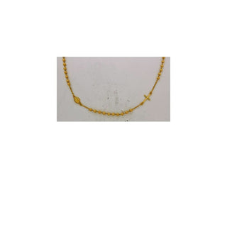 16.5" 18k Yellow Gold Polished Beaded Rosary Necklace