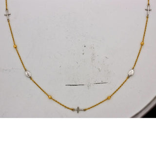 17.5" 18k Two-tone Gold Polished Beaded Rosary Necklace