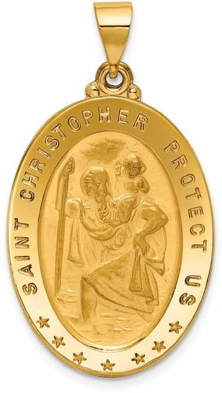 18K Yellow Gold Saint Christopher Medal Pendant 18XR15