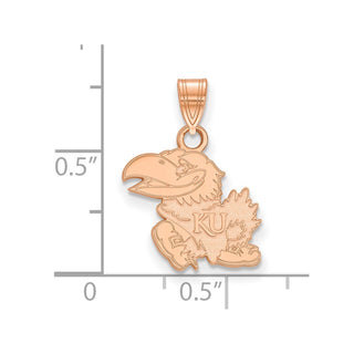 14k Rose Gold LogoArt University of Kansas Jayhawk Small Pendant