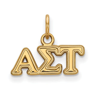 Sterling Silver Gold-plated LogoArt Alpha Sigma Tau Sorority Greek Letters Extra Small Pendant
