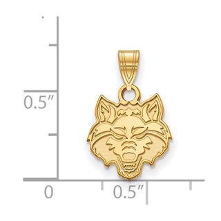 14k Gold LogoArt Arkansas State University Wolf Small Pendant