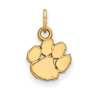 Sterling Silver Gold-plated LogoArt Clemson University Tiger Paw Extra Small Pendant