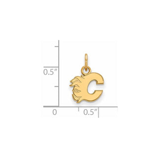 Sterling Silver Gold-plated NHL LogoArt Calgary Flames Letter C Extra Small Pendant
