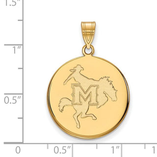 Sterling Silver Gold-plated LogoArt McNeese State University Large Disc Pendant