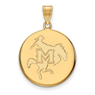 Sterling Silver Gold-plated LogoArt McNeese State University Large Disc Pendant