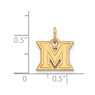 Sterling Silver Gold-plated LogoArt Miami University Ohio Letter M Extra Small Pendant