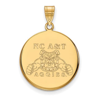 Sterling Silver Gold-plated LogoArt North Carolina A and T Aggies Large Disc Pendant