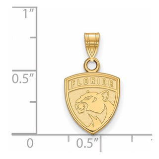 Sterling Silver Gold-plated NHL LogoArt Florida Panthers Small Pendant