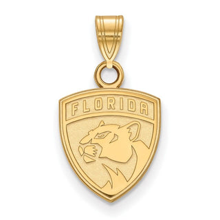 Sterling Silver Gold-plated NHL LogoArt Florida Panthers Small Pendant