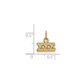 Sterling Silver Gold-plated LogoArt Sigma Sigma Sigma Sorority Greek Letters Extra Small Pendant