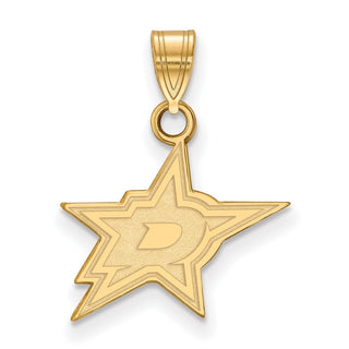 Sterling Silver Gold-plated NHL LogoArt Dallas Stars Small Pendant