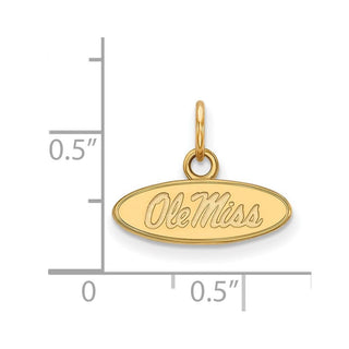 10k Gold LogoArt University of Mississippi Ole Miss Extra Small Oval Pendant