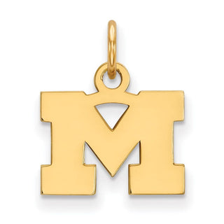 Sterling Silver Gold-plated LogoArt University of Michigan Letter M Extra Small Pendant