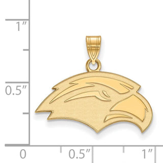 Sterling Silver Gold-plated LogoArt University of Southern Mississippi Eagle Small Pendant