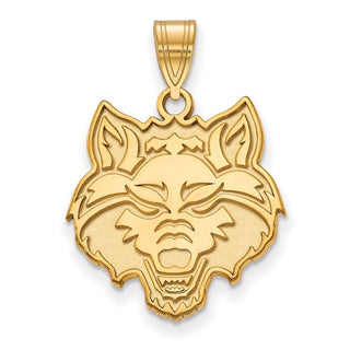 Sterling Silver Gold-plated LogoArt Arkansas State University Wolf Large Pendant