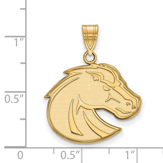 Sterling Silver Gold-plated LogoArt Boise State University Bronco Large Pendant