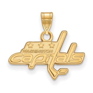 Sterling Silver Gold-plated NHL LogoArt Washington Capitals Small Pendant