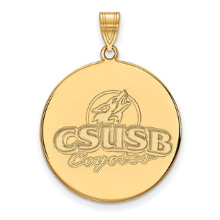 10k Gold LogoArt California State University San Bernardino Coyotes Extra Large Disc Pendant