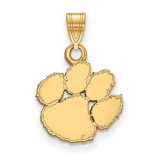 Sterling Silver Gold-plated LogoArt Clemson University Tiger Paw Small Pendant