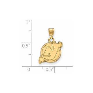Sterling Silver Gold-plated NHL LogoArt New Jersey Devils Small Pendant