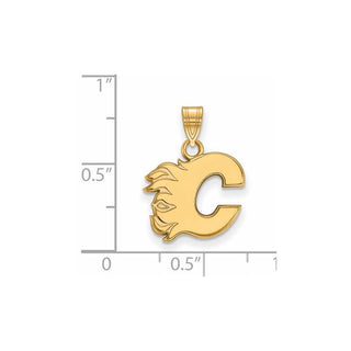 10k Gold NHL LogoArt Calgary Flames Letter C Small Pendant