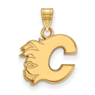 14k Gold NHL LogoArt Calgary Flames Letter C Small Pendant